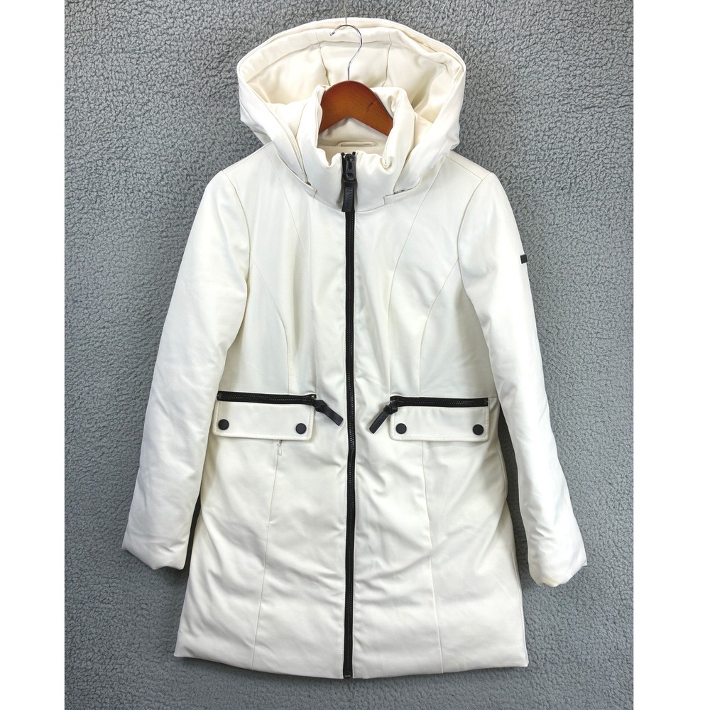 Derek Lam 10 Crosby Parka Jacket Womens S White Hooded Full Zip Puffer Winter
